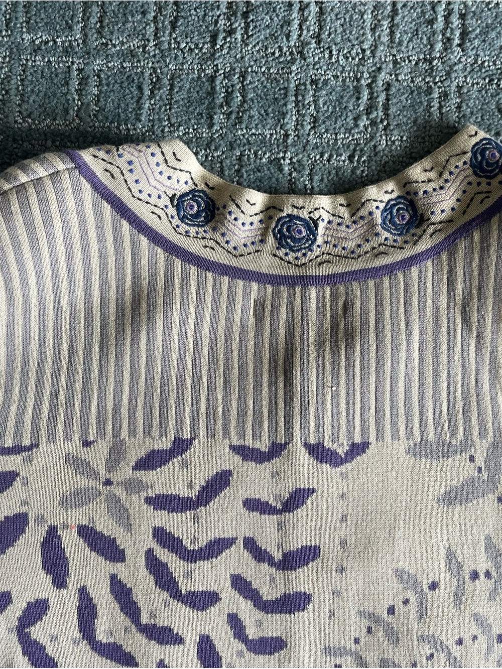 Gudrun Sjoden Cream, Blue & Purple Patchwork Knit Jacket - Picture 5 of 5